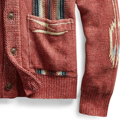 Gestreifte Strickjacke mit Schalkragen für Männer