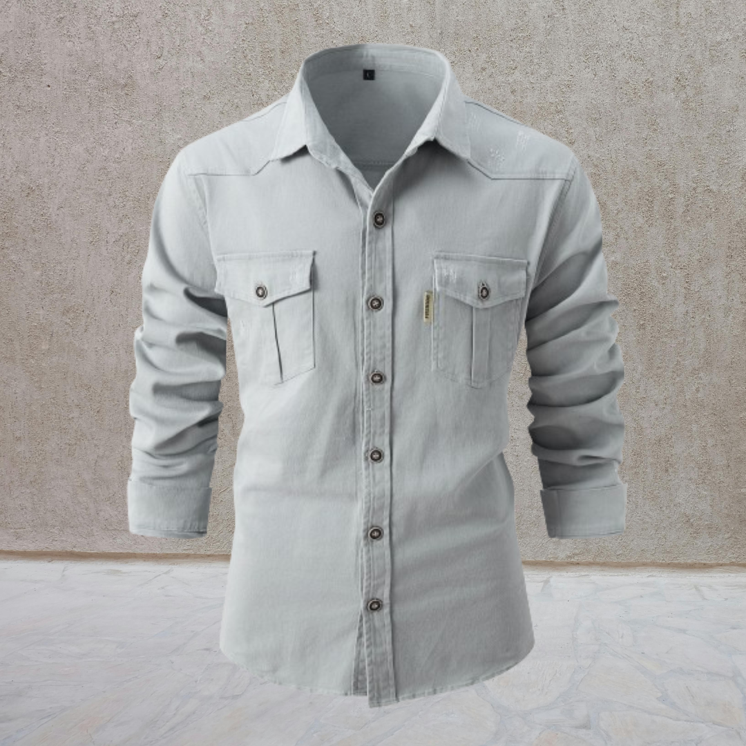 Lothar | Hemd mit Stehkragen aus Baumwolle, elegant und casual