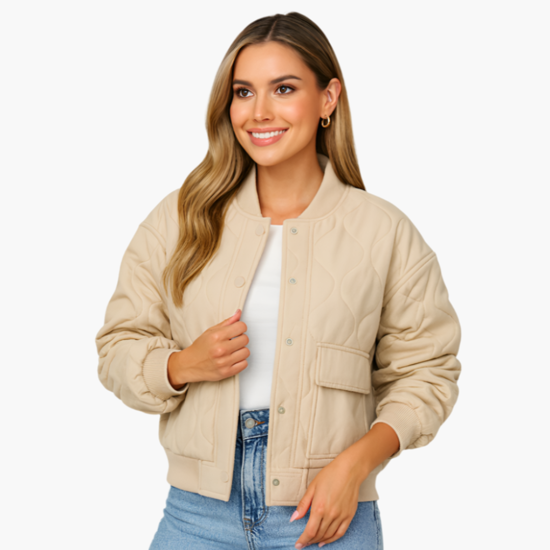 Damen Bomberjacke mit geripptem Saum und Seitentaschen