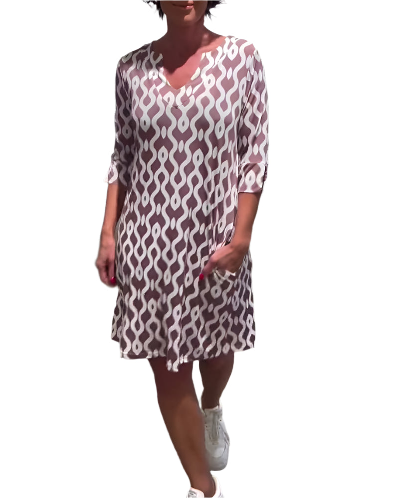 Modessa Midi-Kleid mit modernem Print – Weiche Eleganz für den Alltag