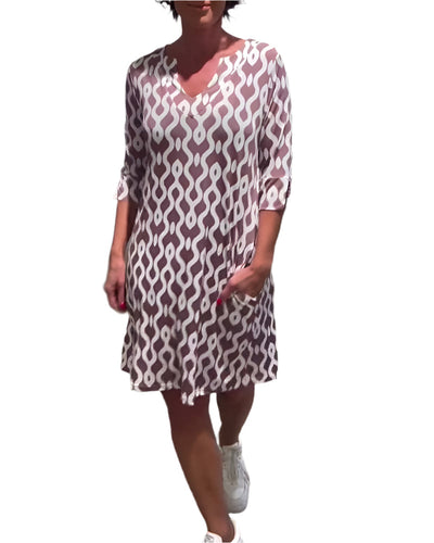 Modessa Midi-Kleid mit modernem Print – Weiche Eleganz für den Alltag