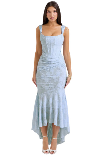 Celeste Maxikleid mit tiefem V-Ausschnitt