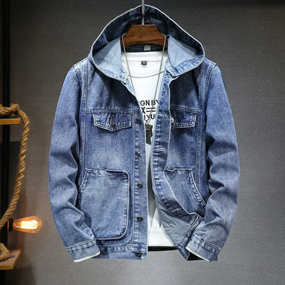 Denimjacke mit Kapuze und Taschen für Herren