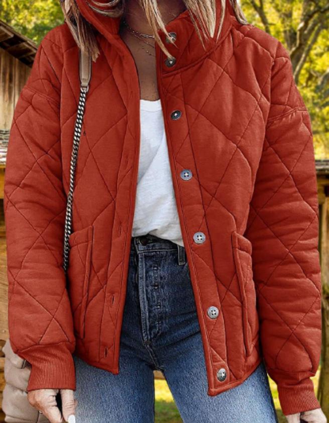 Steppjacke mit Knöpfen und Taschen für Damen