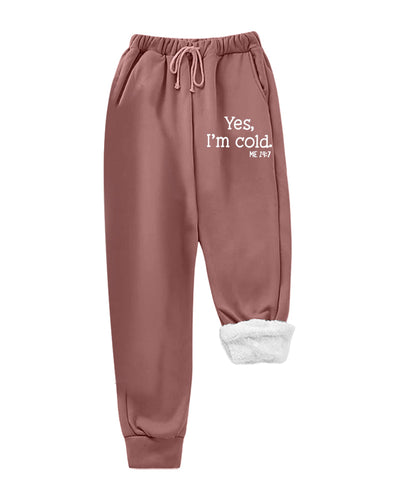 Rosa Jogginghose mit Fellbündchen für Damen