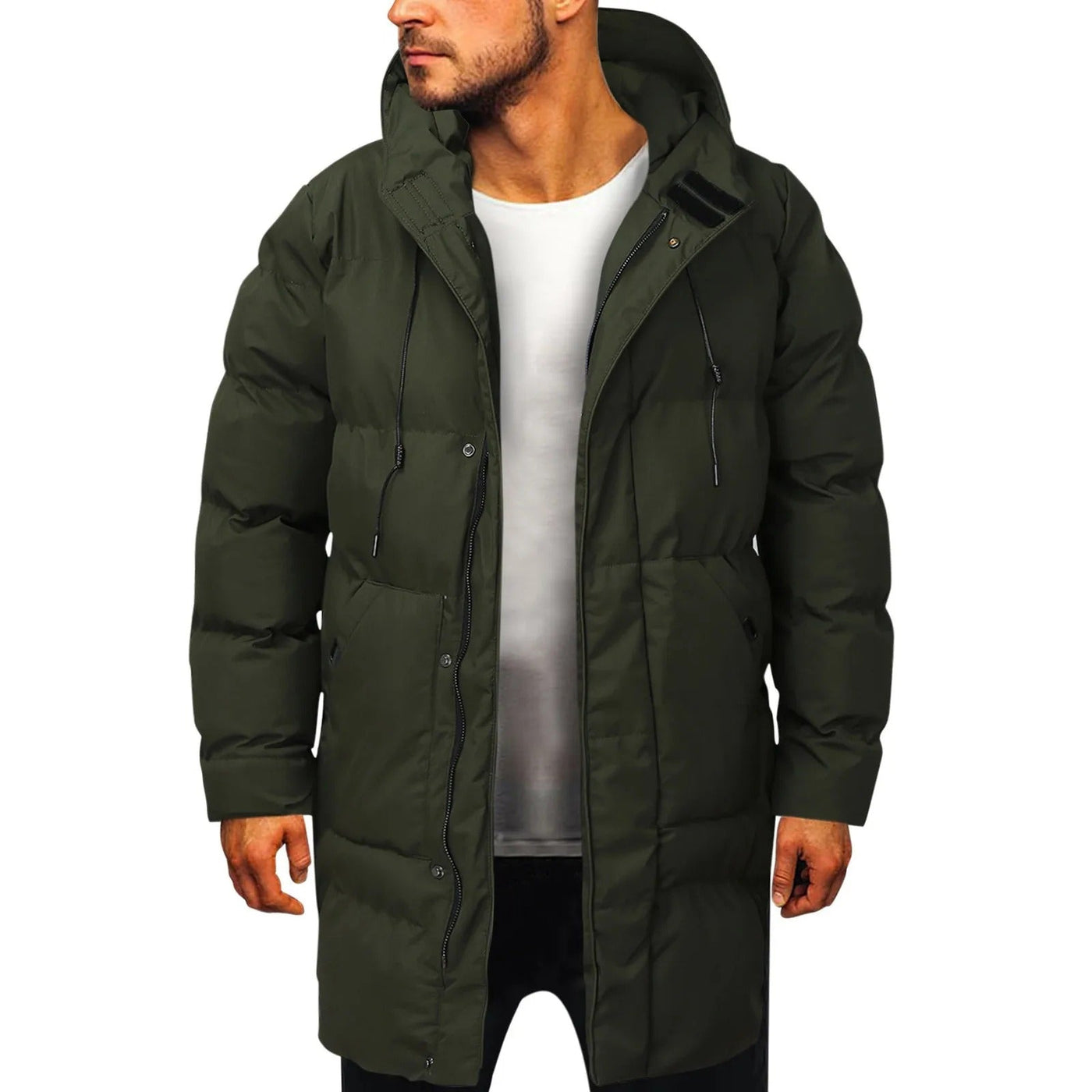 Lange Winterjacke mit Kapuze für Männer