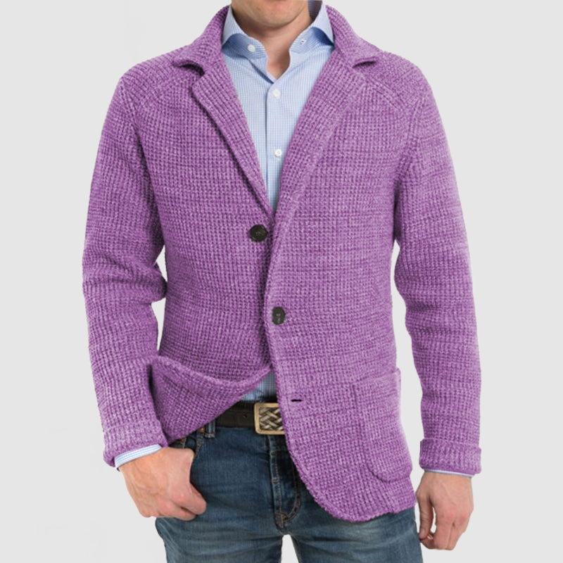 Waffelstrickjacke mit Gekerbtem Revers für Männer