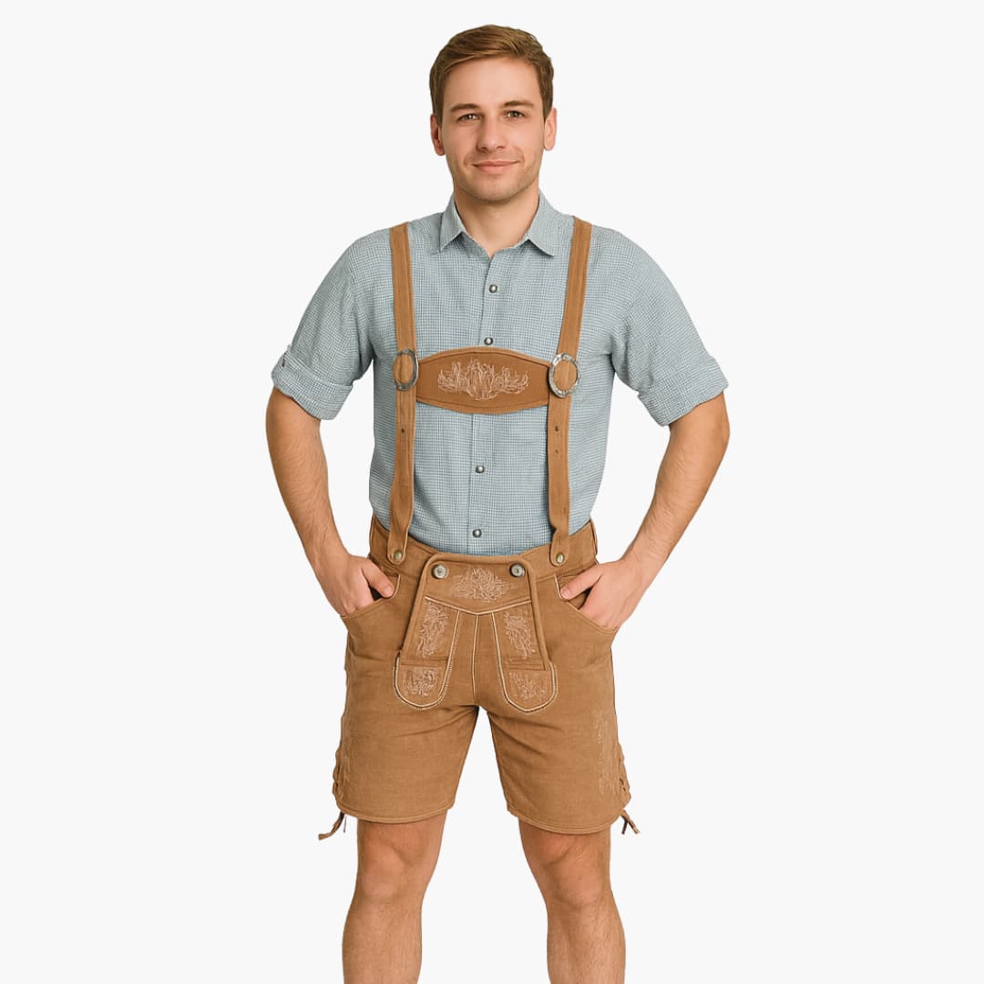 Helle Lederhose mit Hemd für Herren - Oktoberfest 2025