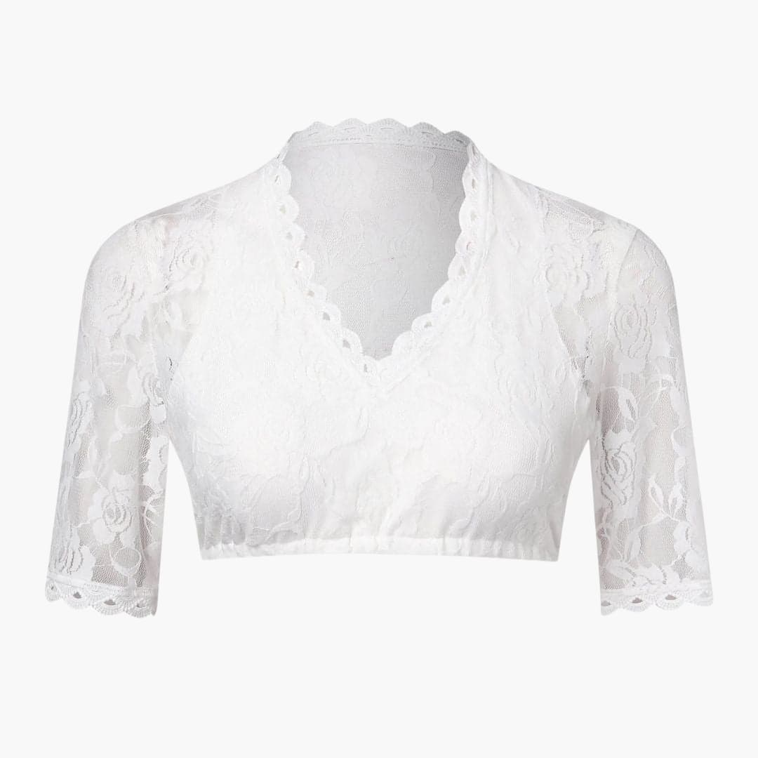 Spitzen V-Ausschnitt Dirndl bluse für Damen - Oktoberfest 2025