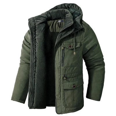 Militärische Winterjacke mit Sherpa-Futter für Herren