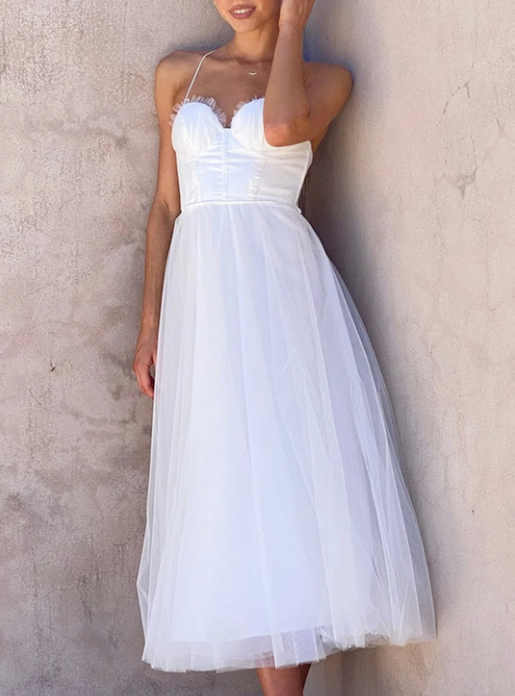 Josephine Elegantes Kleid | Sommerliches Midikleid für Damen, rückenfrei und trägerlos