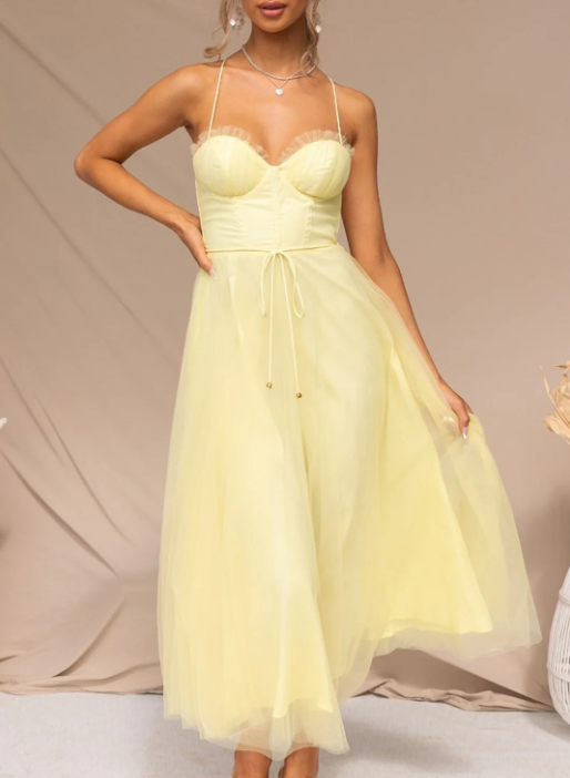 Josephine Elegantes Kleid | Sommerliches Midikleid für Damen, rückenfrei und trägerlos