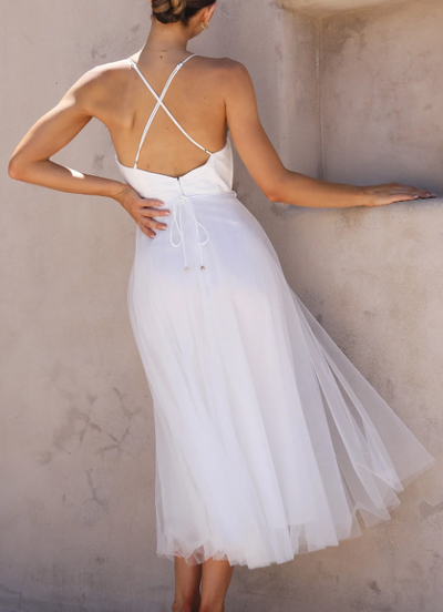 Josephine Elegantes Kleid | Sommerliches Midikleid für Damen, rückenfrei und trägerlos