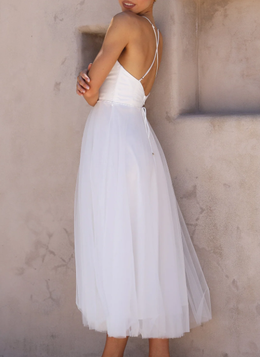 Josephine Elegantes Kleid | Sommerliches Midikleid für Damen, rückenfrei und trägerlos