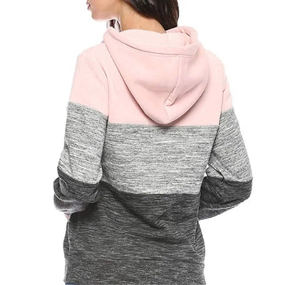 Farbblock-Kapuzenpullover & Jogginghosen-Set für Damen
