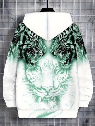 Murillo – Lässige Langarm Kapuzenpullover Jacke Mit Tigerprint