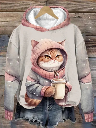 Katze und Kaffee Pullover für Damen