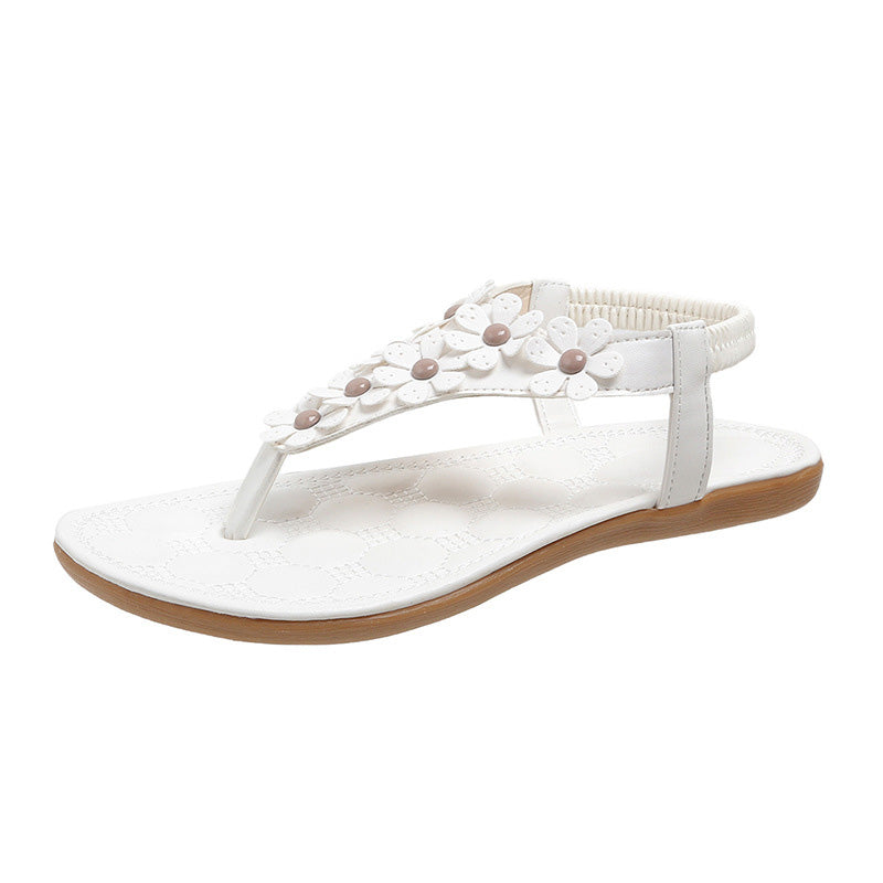 Deichma Sandalen Damen | Weiße bequeme 3D-Blumensandalen für den Sommer