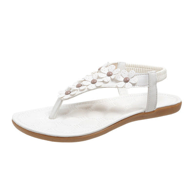 Deichma Sandalen Damen | Weiße bequeme 3D-Blumensandalen für den Sommer