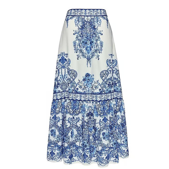 Jenna | Einteiliges Set in Blau und Weiß