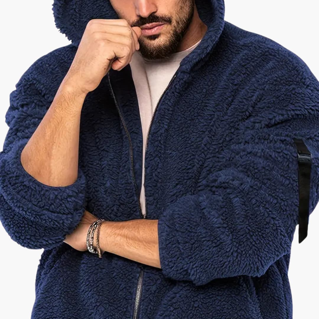 Herren Teddy jacke mit Reißverschluss und langen Ärmeln