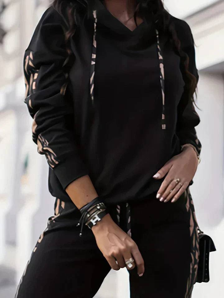 Trendiges Kapuzenpullover und Hosen Set für Damen