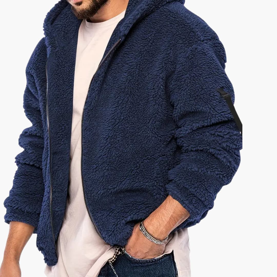 Herren Teddy jacke mit Reißverschluss und langen Ärmeln