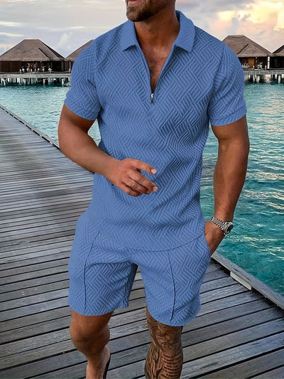 Zweiteiler für Herren - Stilvolles Set mit Poloshirt und Shorts für den Sommer