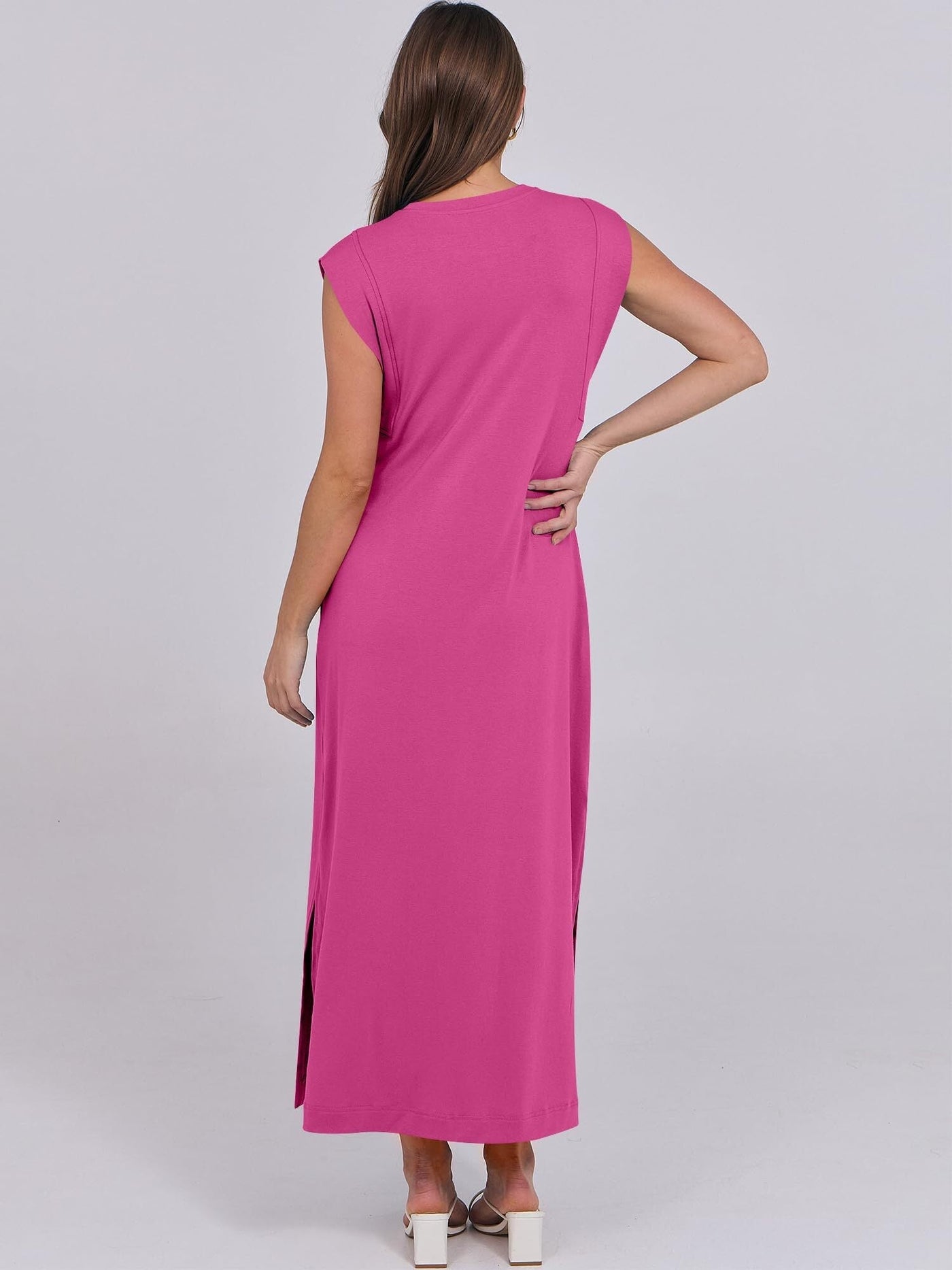 Breezeluxe Legeres Sommer-Maxikleid – Kurze Ärmel und Rundhalsausschnitt