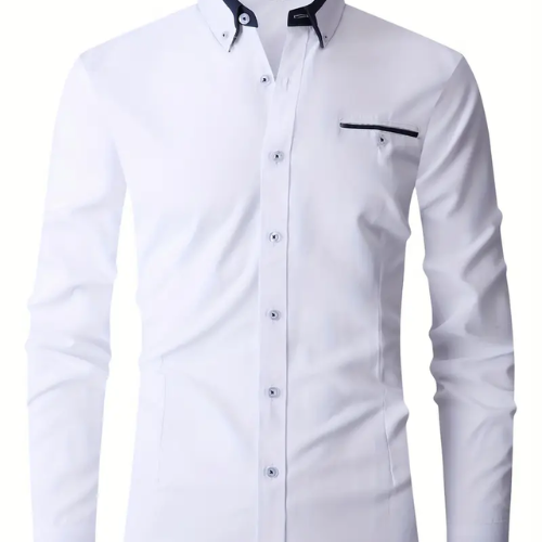 LEAND| Herren Stretch-Hemd mit Langarm – Glatt & Knitterfrei