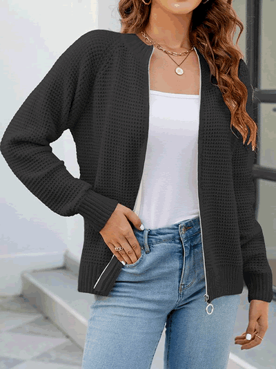 Gemütliche Waffelstrick-Strickjacke für Damen
