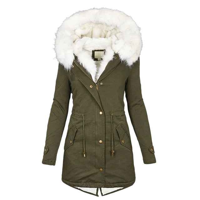 Winterjacke mit Kapuze und warmem Innenfutter für Frauen