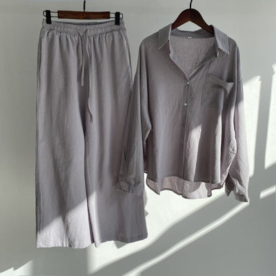 Ingrid™ | 2-Teiliges Set im Leinen-Look | Shirt & weite Hose