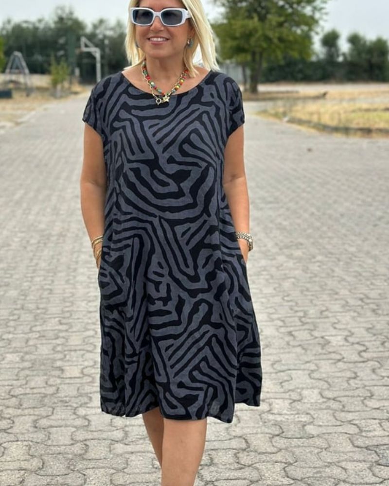 Nelia | Sommerkleid mit Rundhalsausschnitt und schönem Print