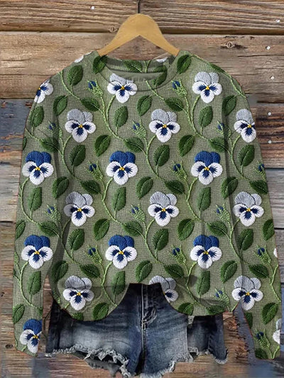 Pullover mit Blumenstickerei  für Damen