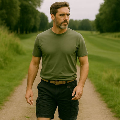 Sommer Cargo Shorts für Herren - Leichte Kurze Wanderhose mit Gürtel für Outdoor