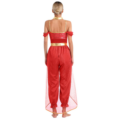 Damen Fantasy Halloween Jumpsuit | Schulterfrei im Harem-Stil