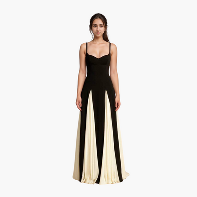 Colorblock Maxikleid für Damen – Elegant mit Herzausschnitt