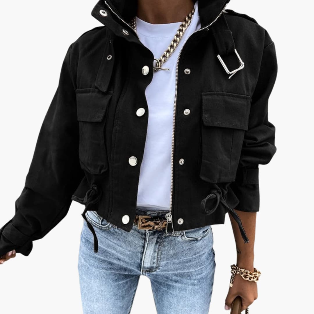 Cropped Übergangsjacke mit Taschen für Damen