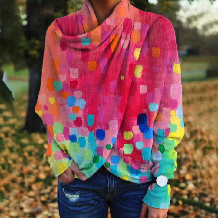 Vibrierende Abstrakte Drapierung Pullover für Damen
