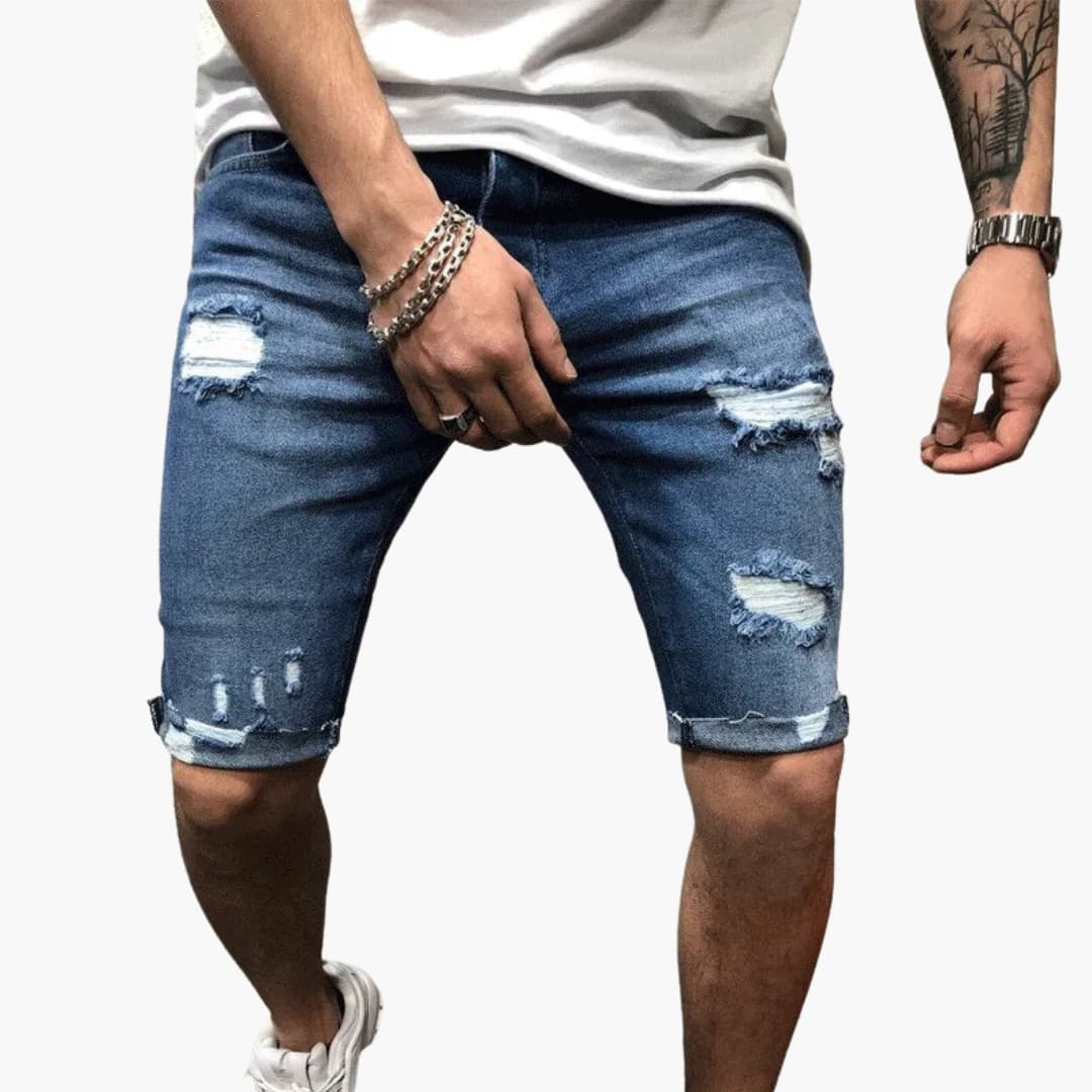 Herren Jeansshorts mit Raw Saum und Slim Fit Passform