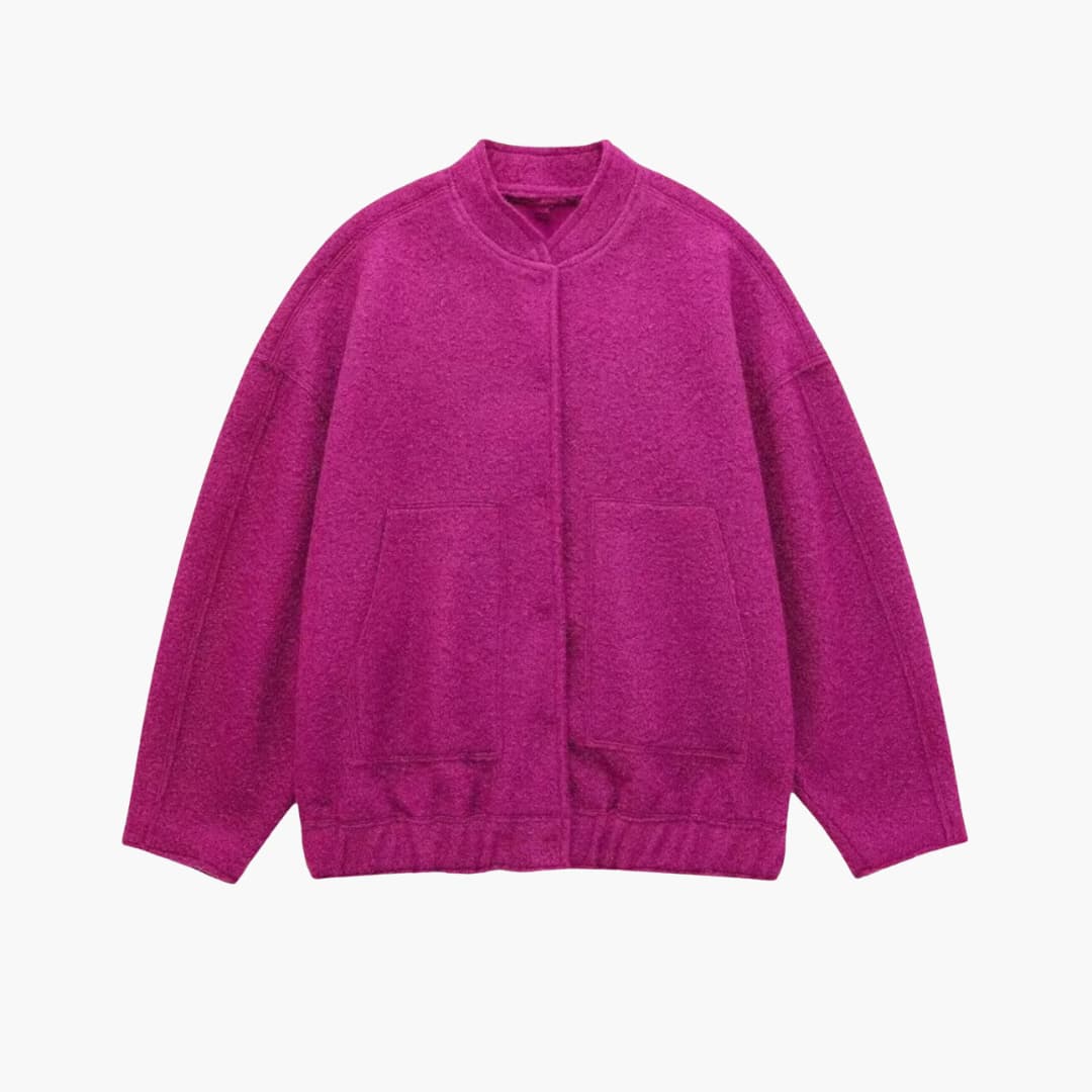 Damen Oversized Jacke mit offenem Frontdesign und aufgesetzten Taschen