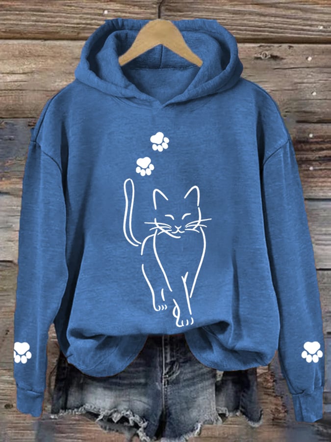 Locker Geschnittener Katzenpullover für Damen