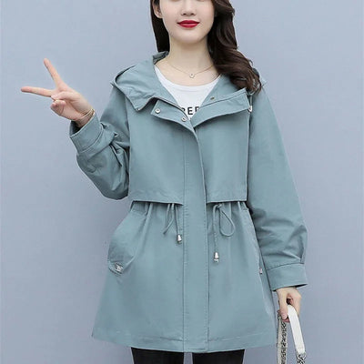 Trenchcoat Damen | Übergangszeit Mit Mittlerem Schnitt Und Kapuze