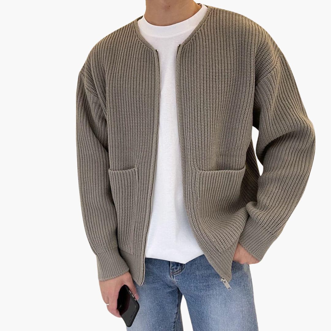Strickjacke für Herren - Leichte Sommerjacke mit Reißverschluss für warme Tage