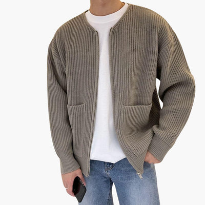 Strickjacke für Herren - Leichte Sommerjacke mit Reißverschluss für warme Tage
