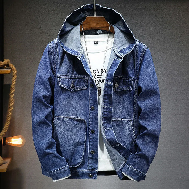 Denimjacke mit Kapuze und Taschen für Herren