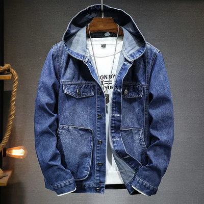 Denimjacke mit Kapuze und Taschen für Herren