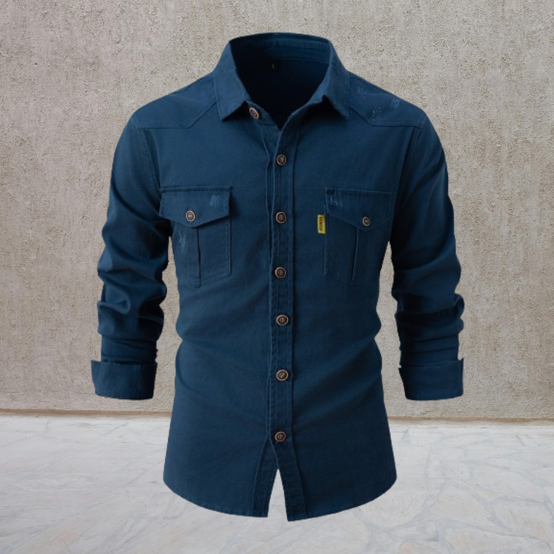 Lothar | Hemd mit Stehkragen aus Baumwolle, elegant und casual