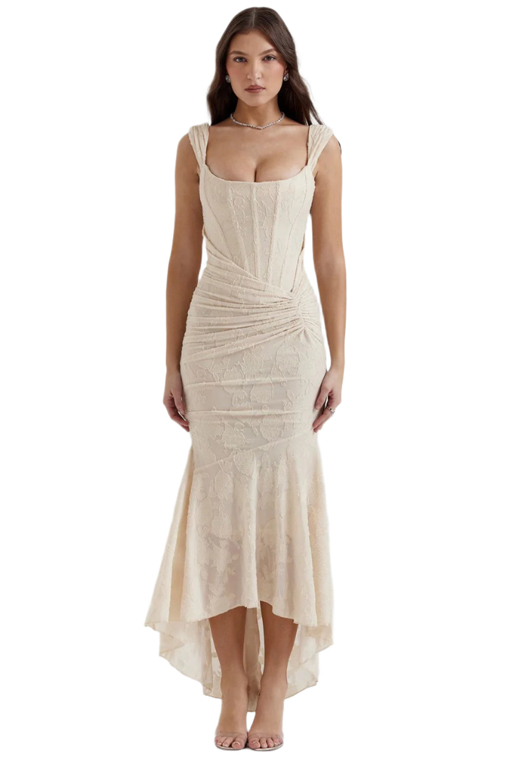 Celeste Maxikleid mit tiefem V-Ausschnitt